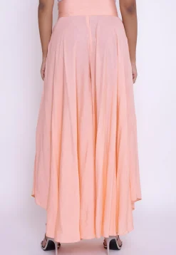 Solid Color Cotton Silk Palazzo in Peach