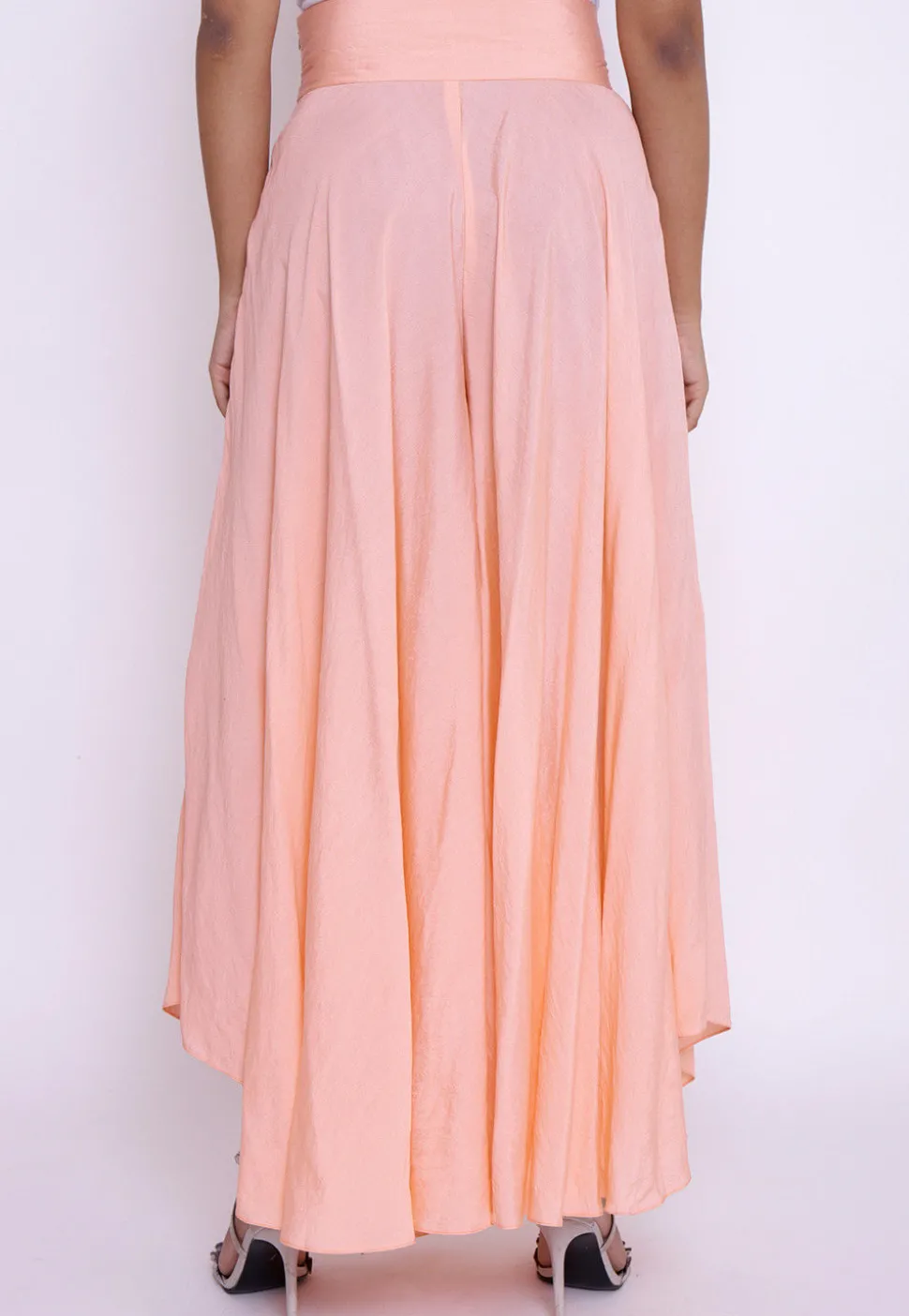 Solid Color Cotton Silk Palazzo in Peach