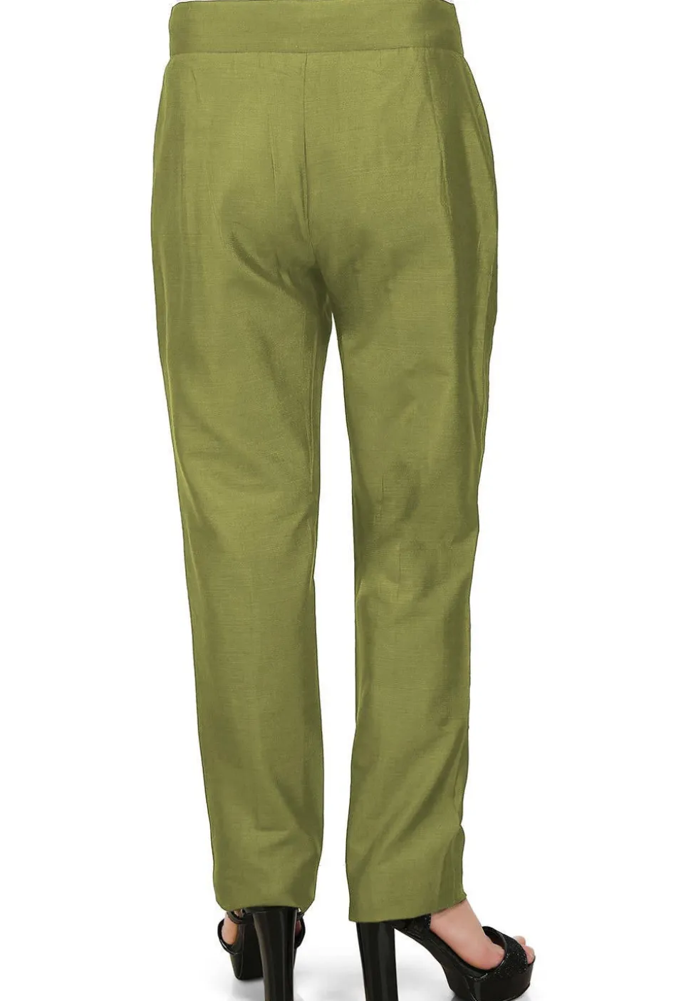 Solid Color Cotton Silk Pant in Olive Green
