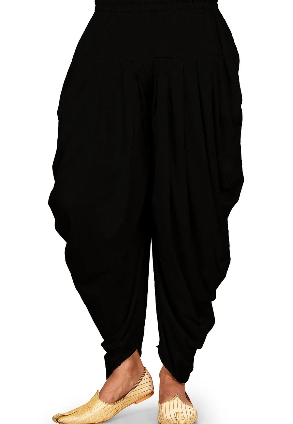 Solid Color Cotton Silk Patiala in Black