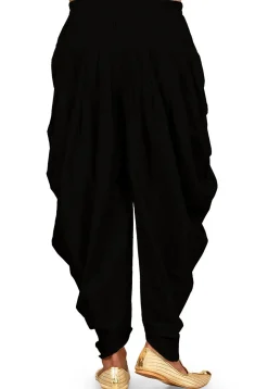 Solid Color Cotton Silk Patiala in Black