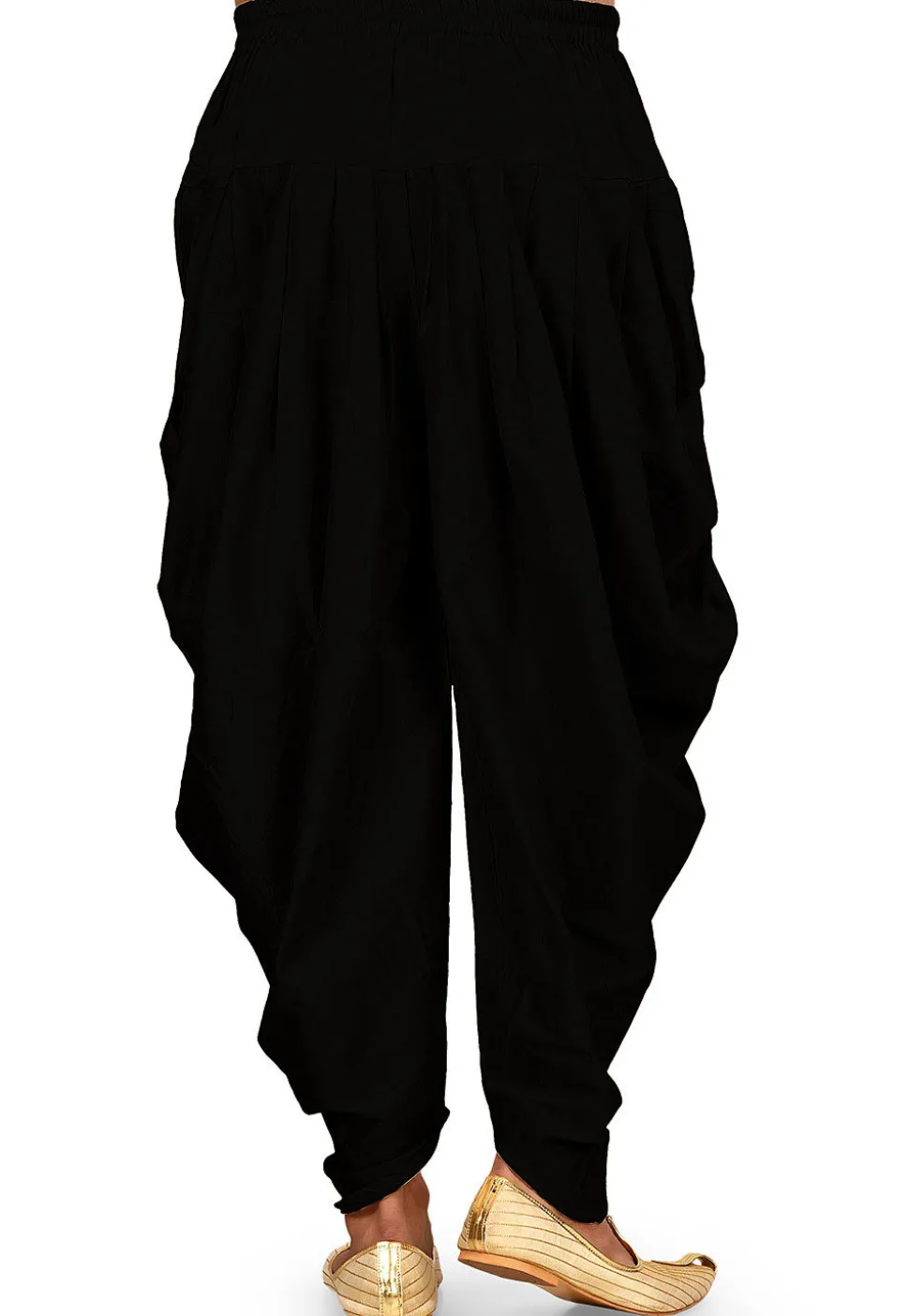 Solid Color Cotton Silk Patiala in Black