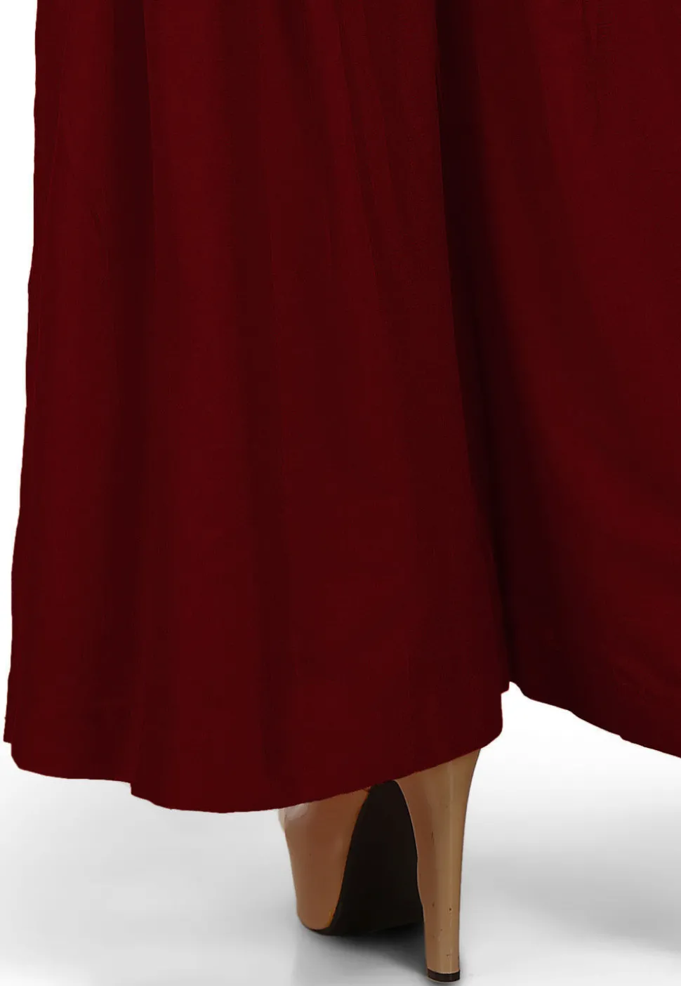 Solid Color Cotton Silk Palazzo in Maroon