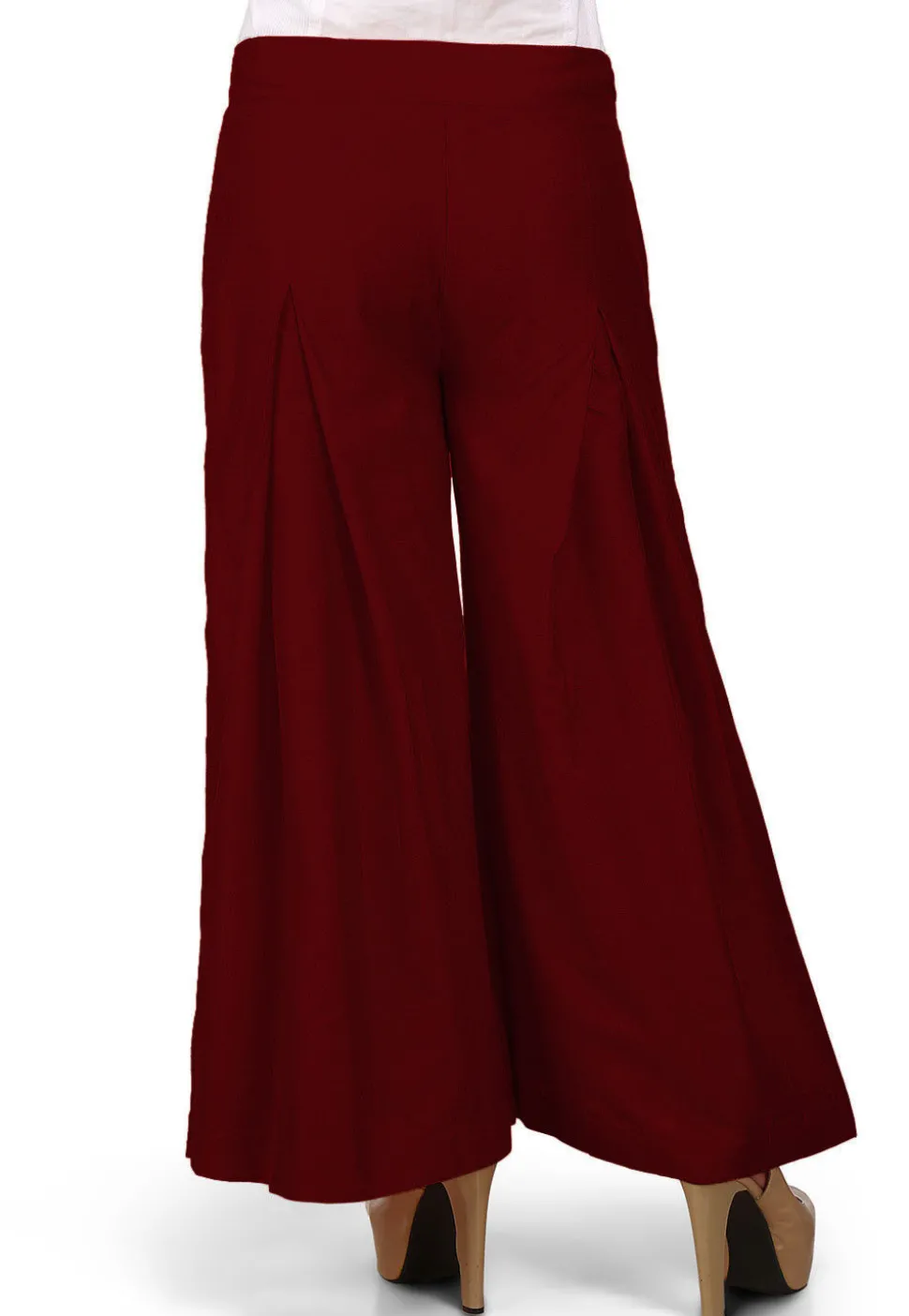 Solid Color Cotton Silk Palazzo in Maroon