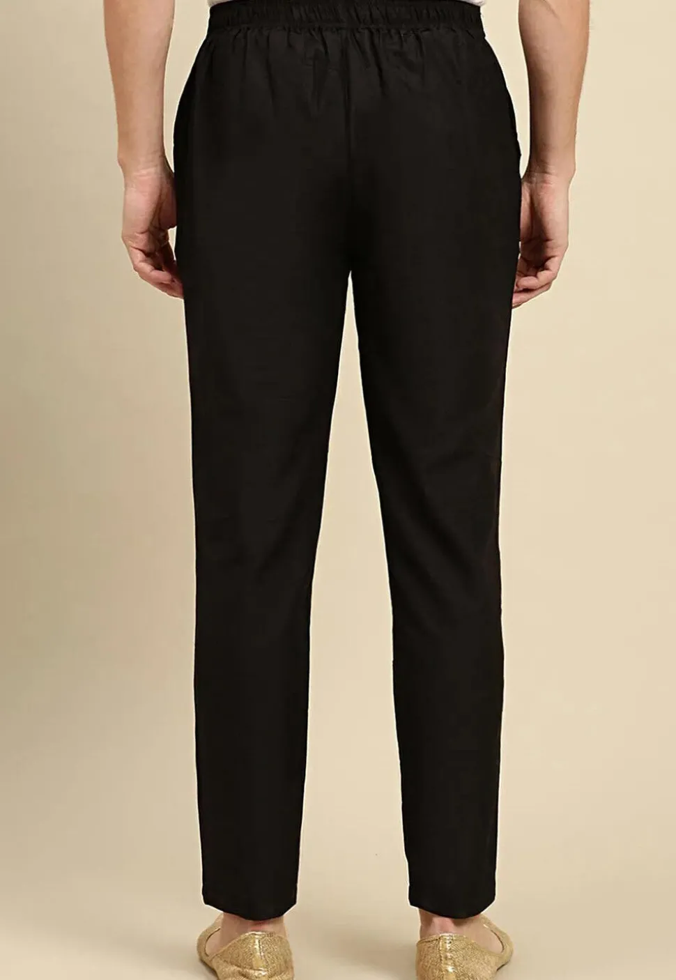 Solid Color Cotton Silk Pant in Black