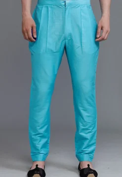 Solid Color Cotton Silk Pant in Sky Blue