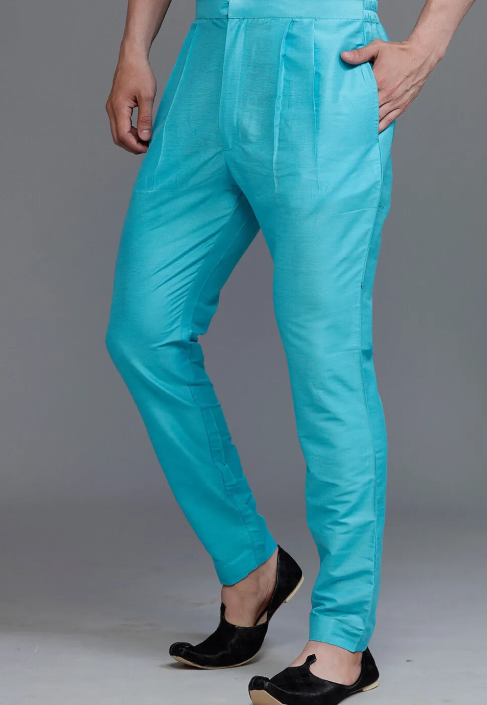 Solid Color Cotton Silk Pant in Sky Blue