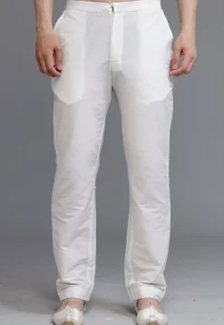 Solid Color Cotton Silk Pant in White