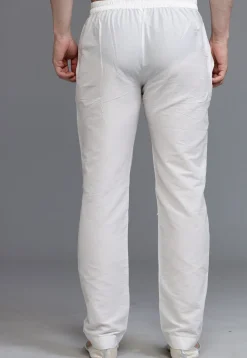 Solid Color Cotton Silk Pant in White