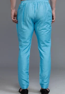 Solid Color Cotton Silk Pant in Sky Blue