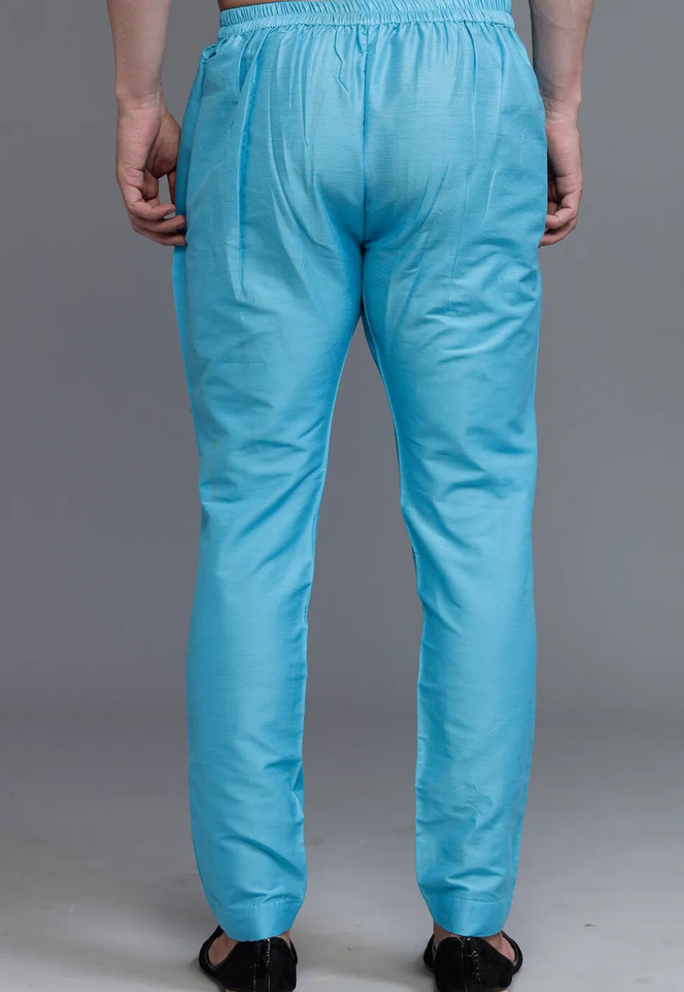 Solid Color Cotton Silk Pant in Sky Blue