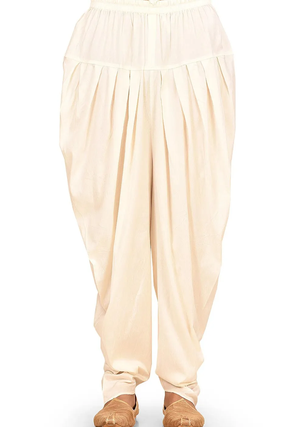 Solid Color Cotton Silk Patiala in Cream