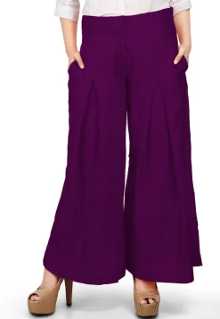 Solid Color Cotton Silk Palazzo in Purple