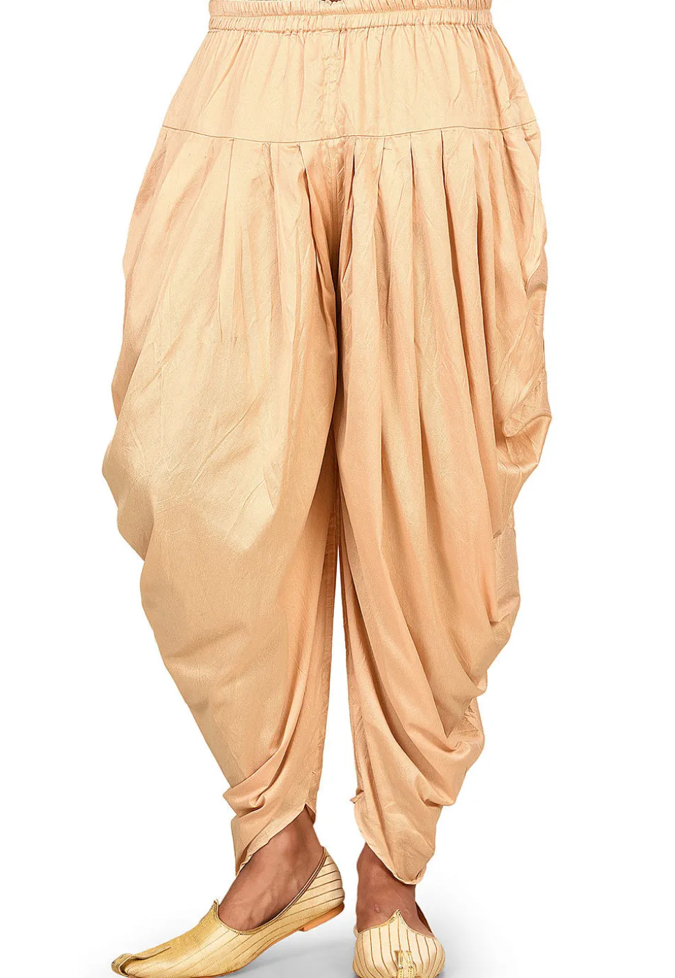 Solid Color Cotton Silk Patiala in Beige
