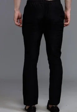 Solid Color Cotton Silk Pant in Black