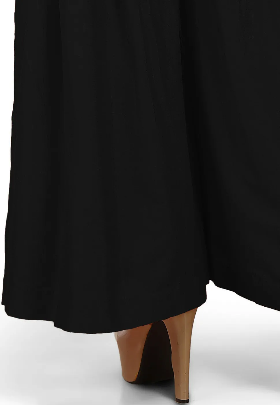 Solid Color Cotton Silk Palazzo in Black