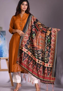 Solid Color Cotton Silk Slub Straight Suit in Mustard