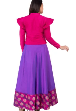 Solid Color Cotton Silk Top in Fuchsia
