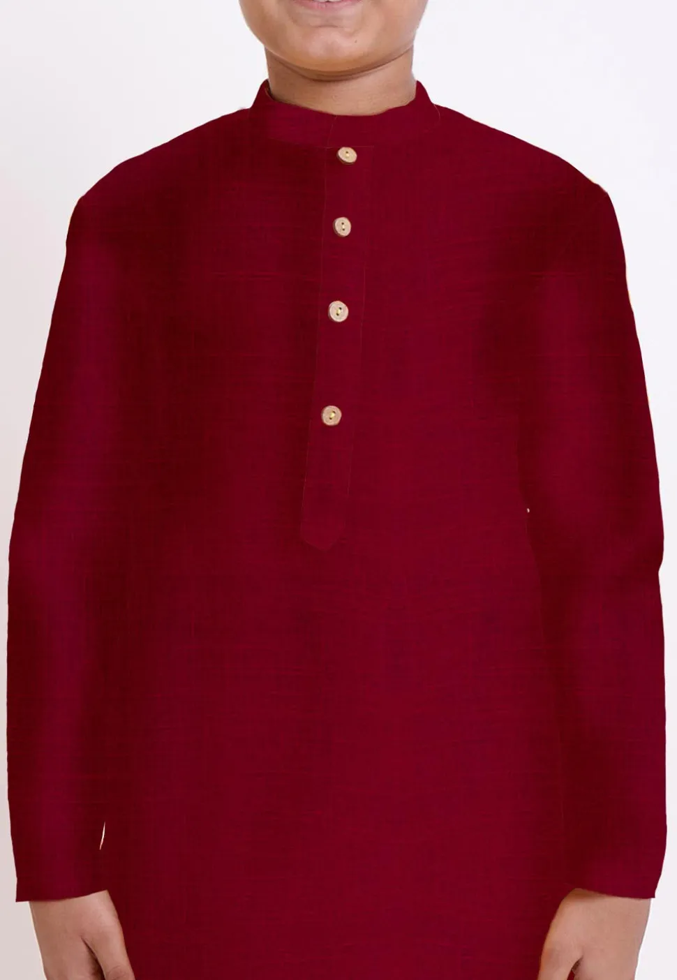 Solid Color Cotton Slub Kurta in Maroon