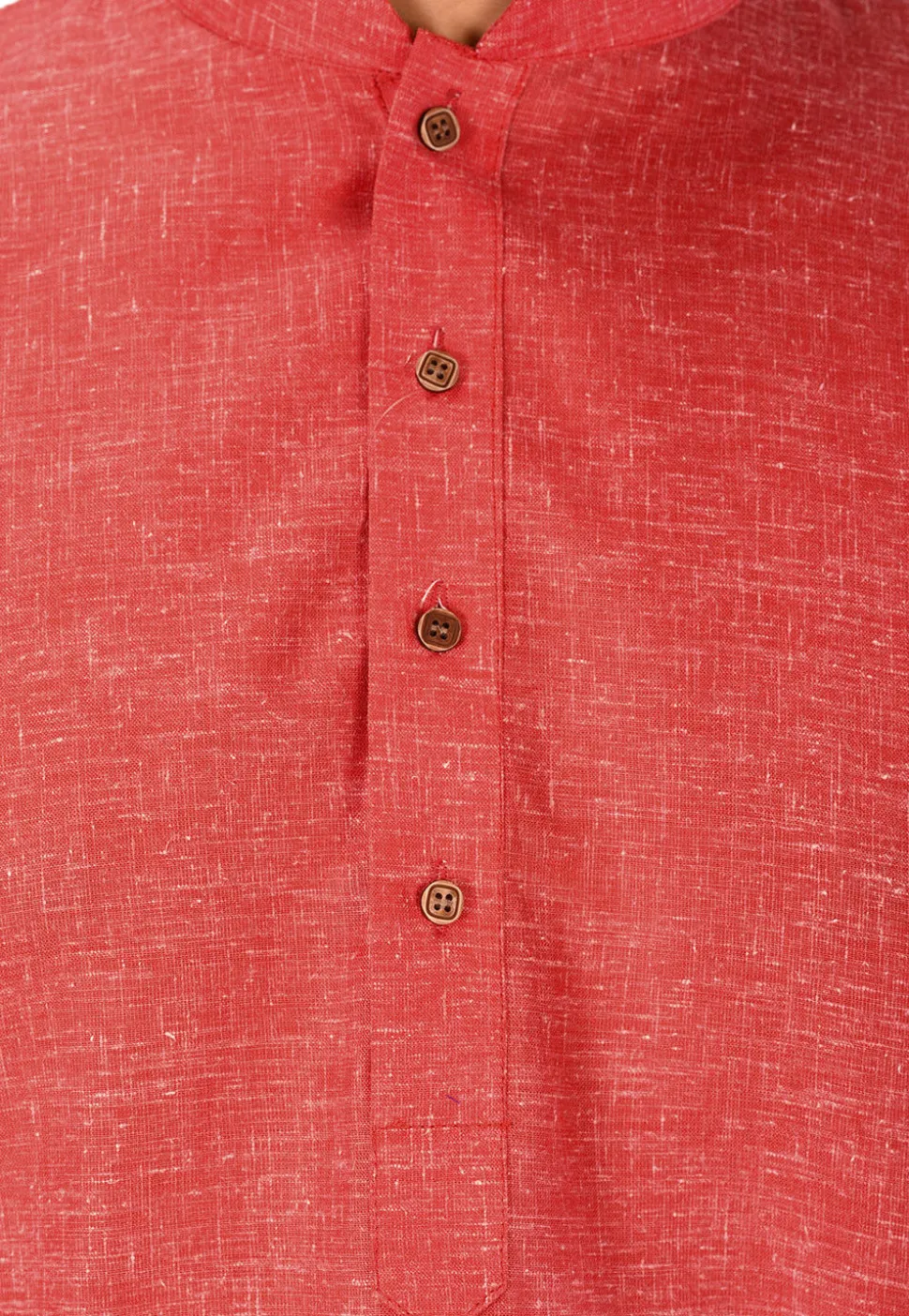 Solid Color Cotton Slub Kurta in Red