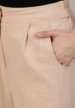 Solid Color Cotton Slub Pant in Light Peach
