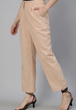 Solid Color Cotton Slub Pant in Light Peach