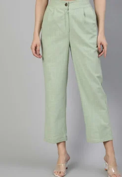 Solid Color Cotton Slub Pant in Pastel Green
