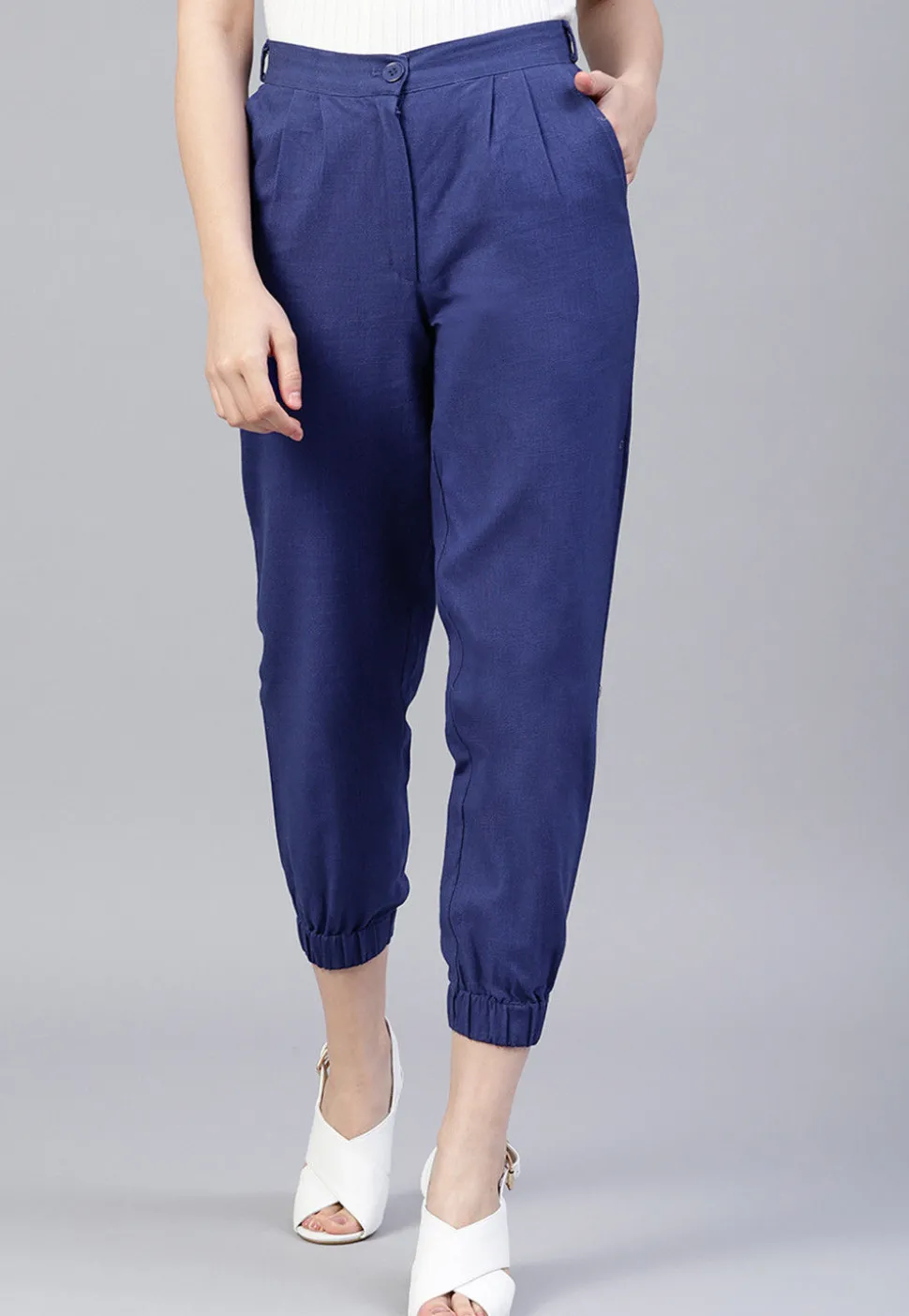 Solid Color Cotton Slub Pant in Royal Blue