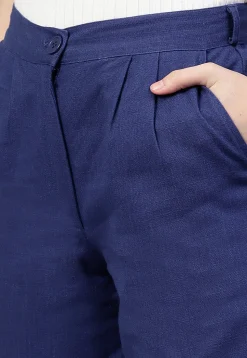 Solid Color Cotton Slub Pant in Royal Blue