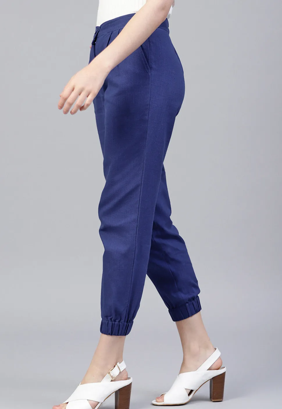 Solid Color Cotton Slub Pant in Royal Blue