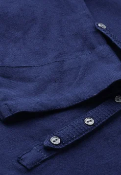 Solid Color Cotton Straight Kurta in Navy Blue