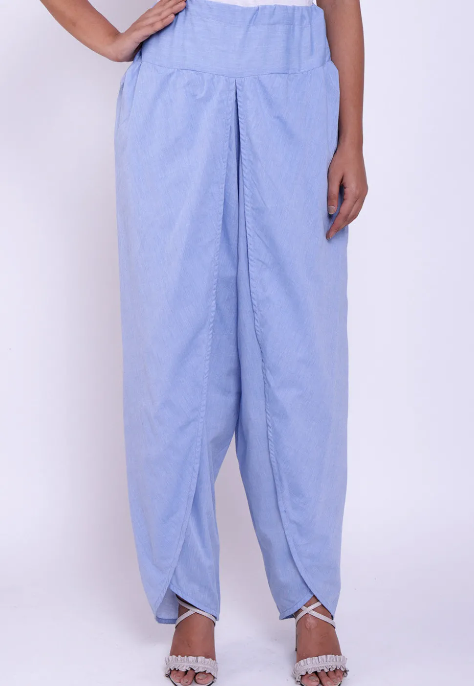 Solid Color Cotton Tulip Pant in Light Blue