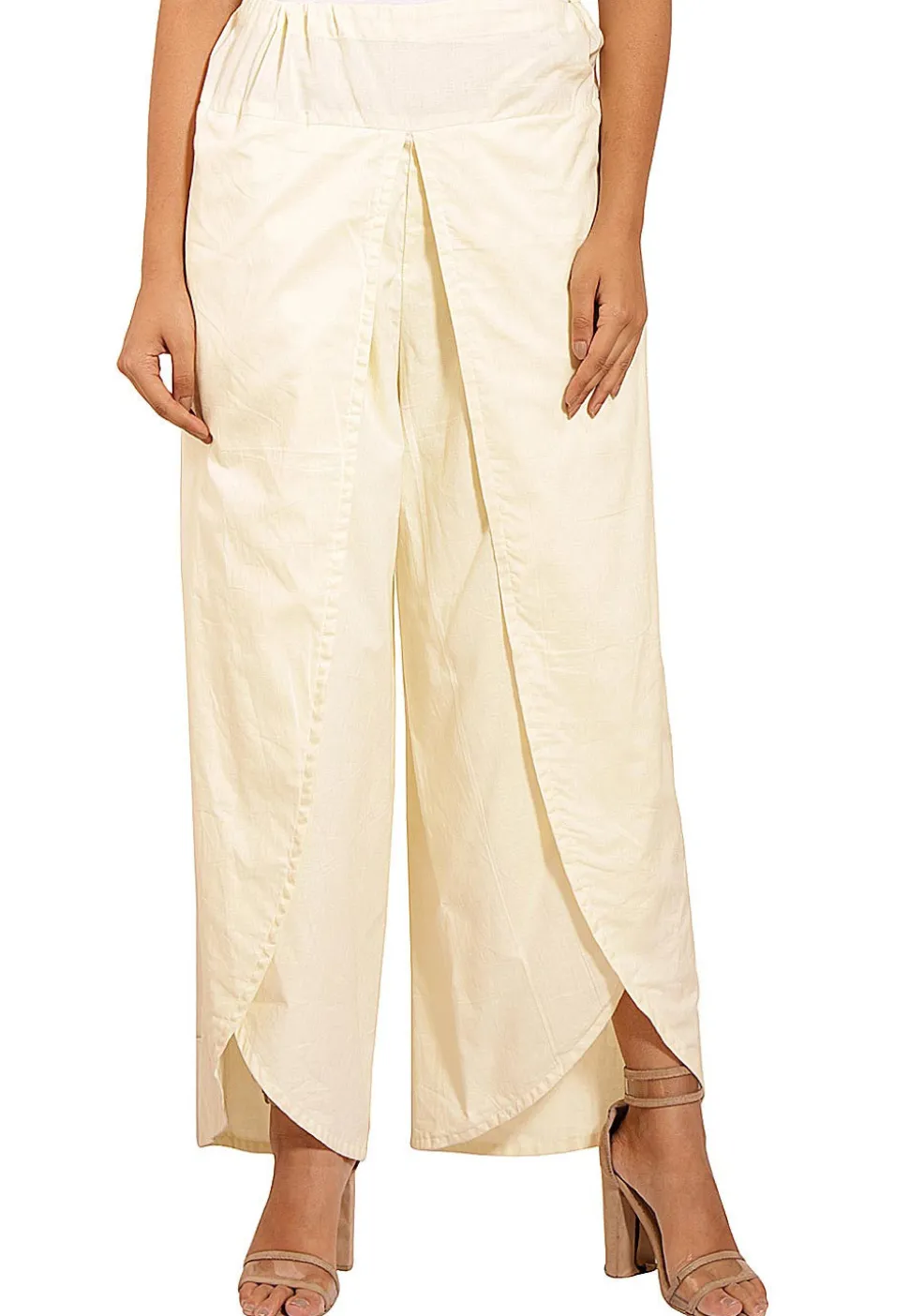 Solid Color Cotton Tulip Pant in Off White