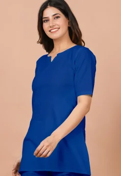Solid Color Cotton Tunic in Blue