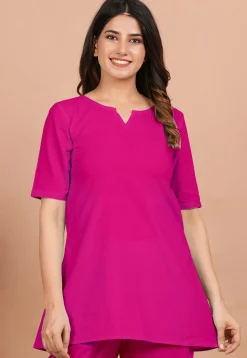 Solid Color Cotton Tunic in Fuchsia