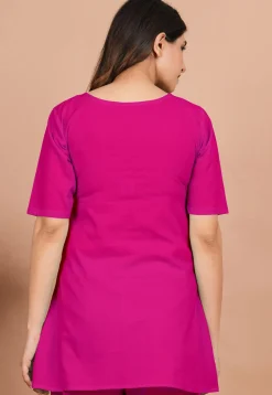Solid Color Cotton Tunic in Fuchsia