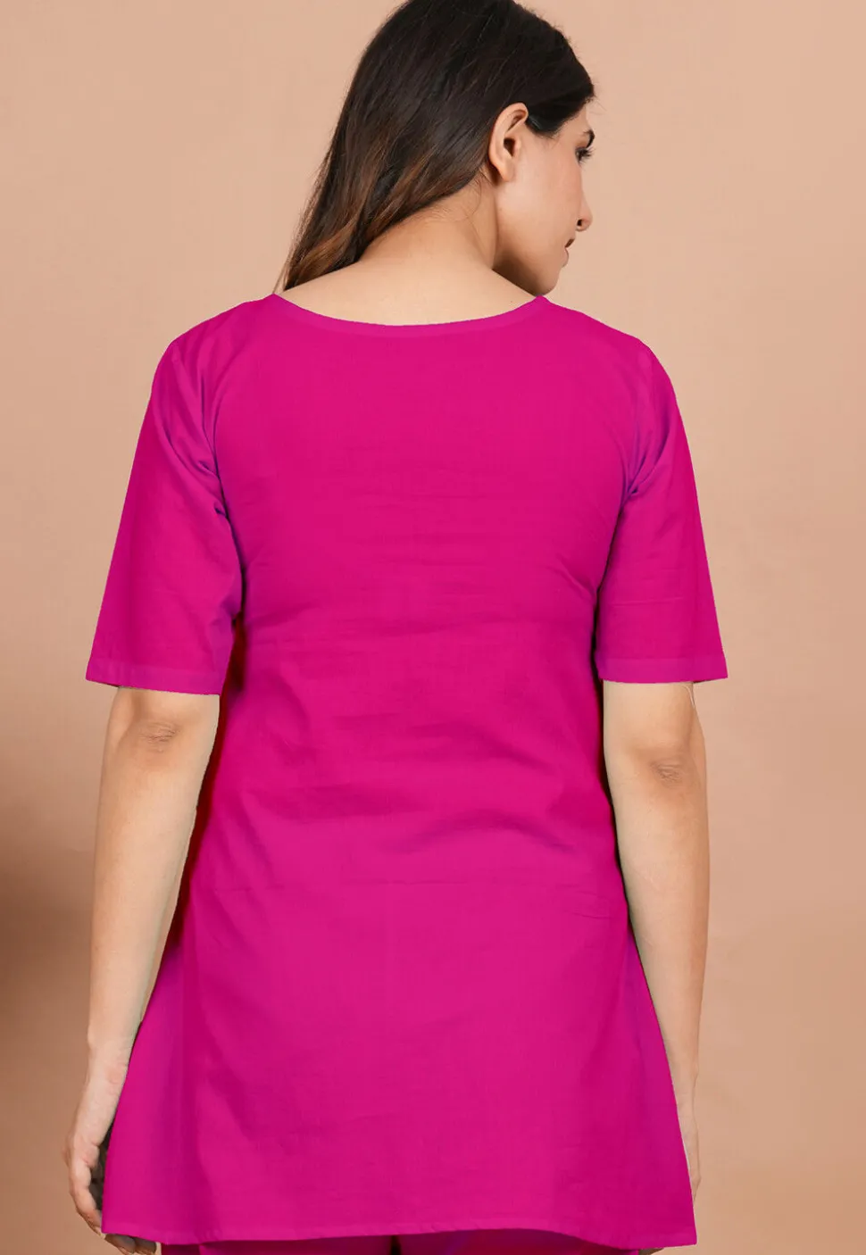 Solid Color Cotton Tunic in Fuchsia