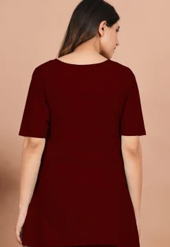 Solid Color Cotton Tunic in Maroon