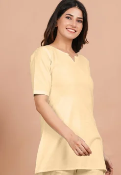 Solid Color Cotton Tunic in Beige