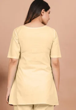 Solid Color Cotton Tunic in Beige