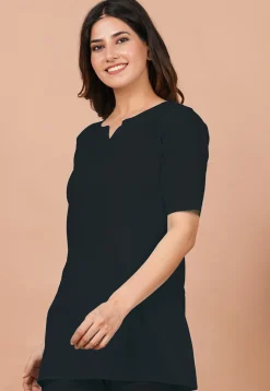 Solid Color Cotton Tunic in Black