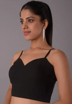 Solid Color Crepe Blouse in Black