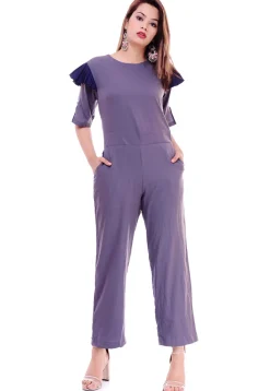 Solid Color Crepe Jumpsuit in Light Purple