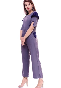 Solid Color Crepe Jumpsuit in Light Purple