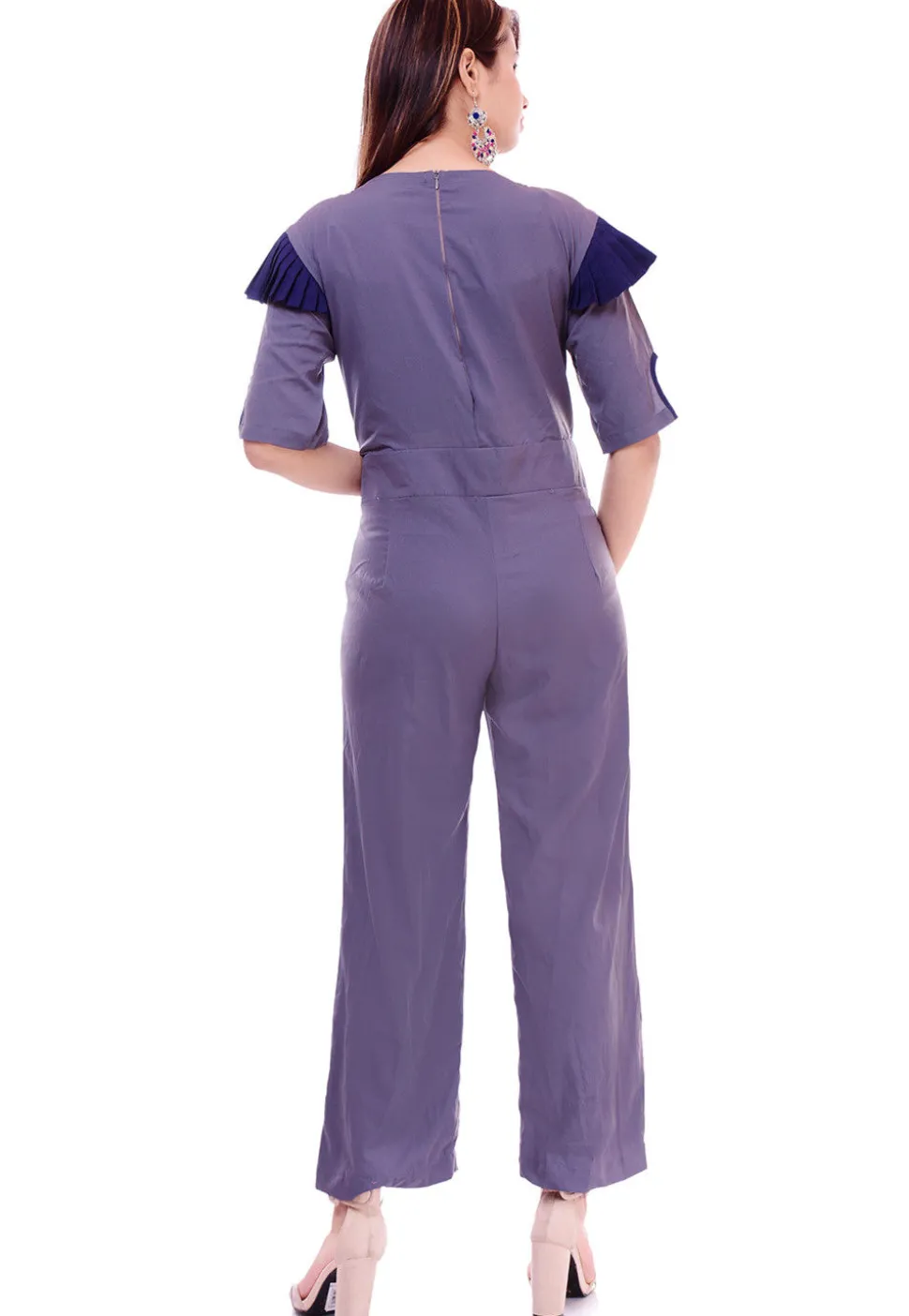 Solid Color Crepe Jumpsuit in Light Purple