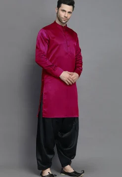 Solid Color Crepe Kurta in Magenta