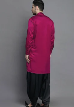 Solid Color Crepe Kurta in Magenta