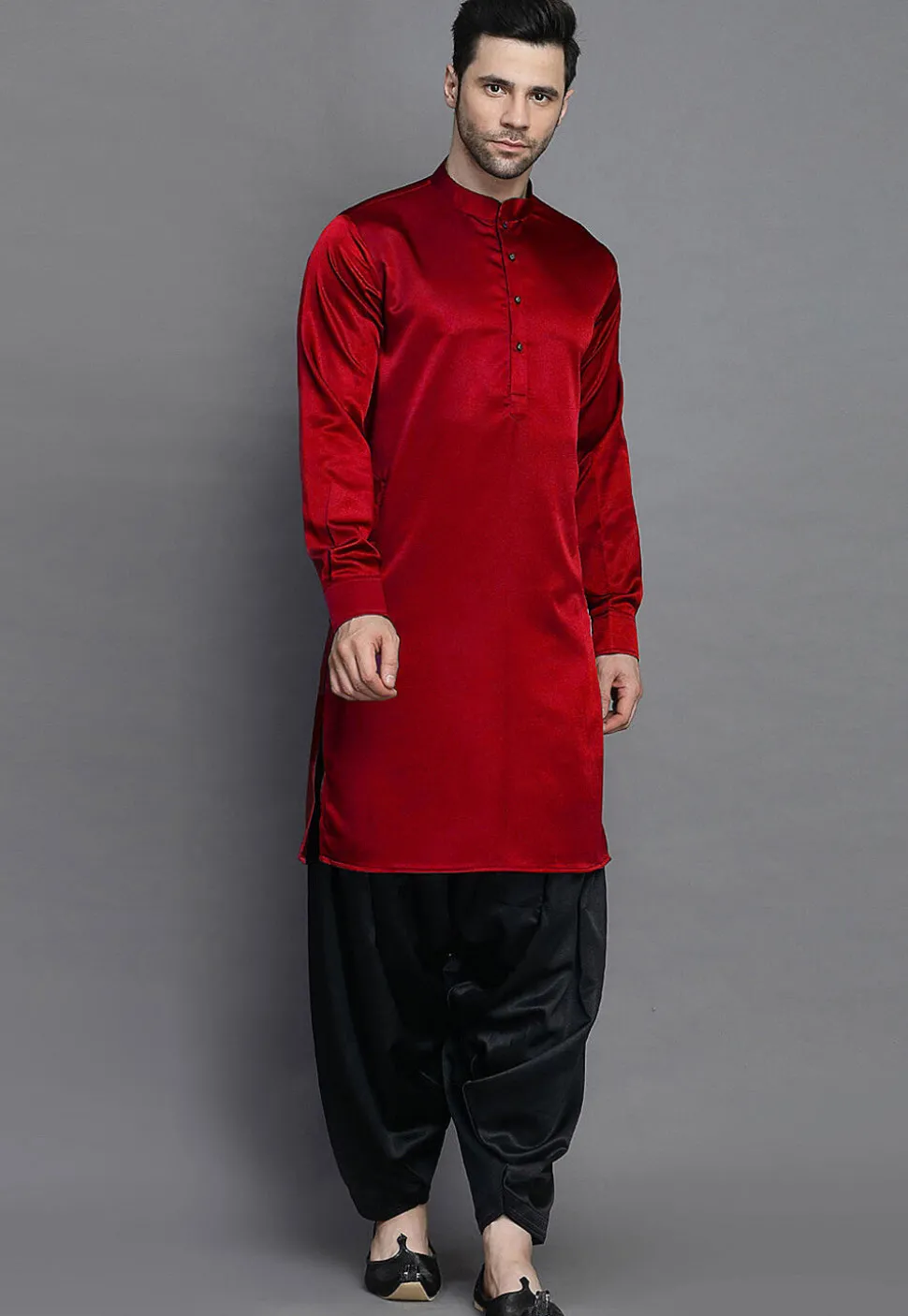 Solid Color Crepe Kurta in Maroon