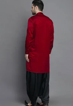 Solid Color Crepe Kurta in Maroon