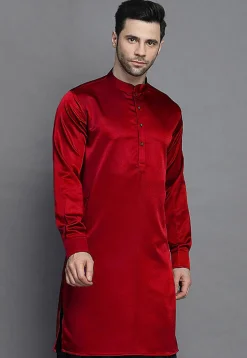Solid Color Crepe Kurta in Maroon